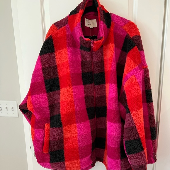 A NEW DAY | Women’s Plus Size Fleece Zip-Up Sweatshirt Plaid Pattern (4X) - Picture 6 of 11